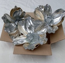 Silver Christmas Tree Decorations Flowers Clip on Decoration Christmas Ornaments