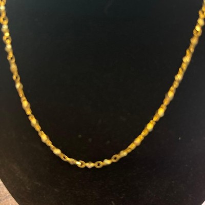 K18GP Gold Chain Necklace Lobster Clasp Simple Design Used