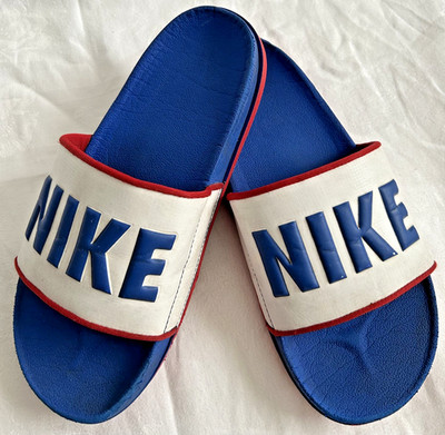 NIKE Offcourt Slides Men's Size 7 Red White Blue BIG LETTER Revive Foam Sandals
