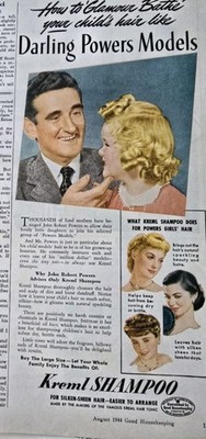 1944 Kreml Hair Shampoo John Robert Powers Models Your Child Vintage Ad 
