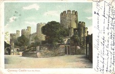 Conwy Wales Conwy Castle from the Road Fortification Vintage Postcard