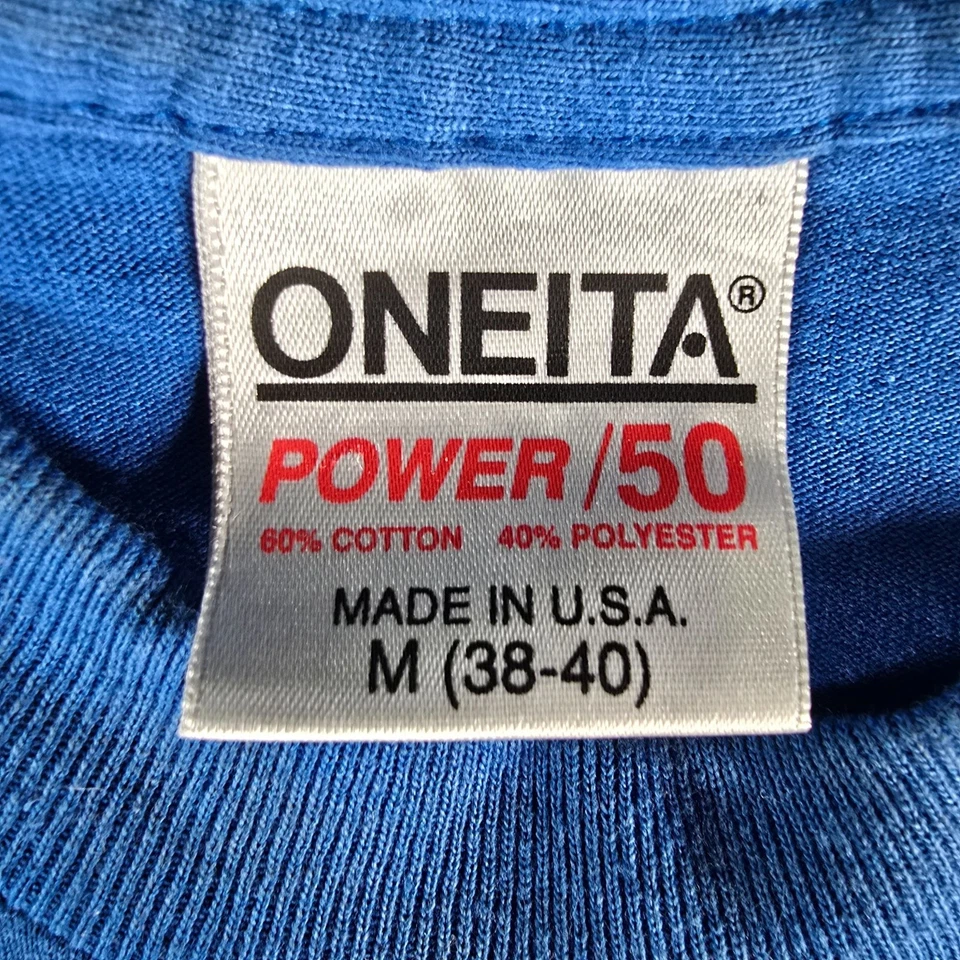 Camiseta Oneita Vintage Años 90 Azul/Plateado Galaxia Estampado Brillo Puntada Única (S) Foto 4 de 4