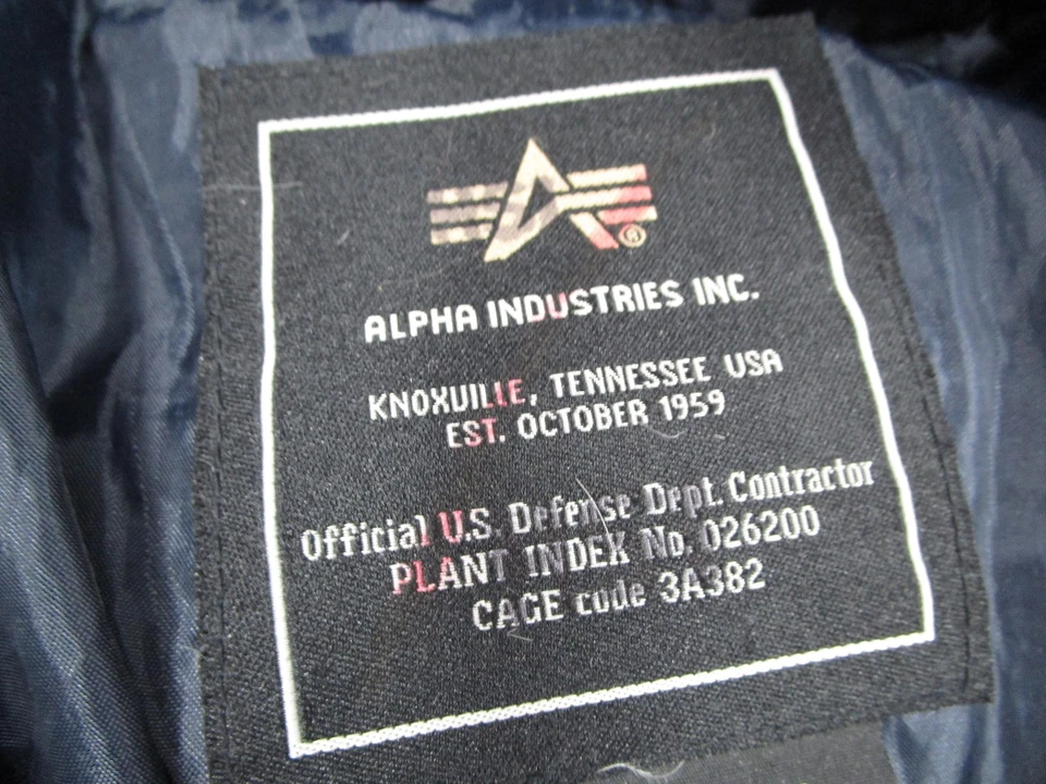 Alpha Industries Jacket Mens Large Blue Hooded Puffer Down Feather Ripstop - Image 3 of 4