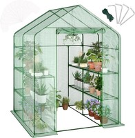 Walk-in Greenhouses Outdoor 4.7 x 4.7 x 6.4 ft with Shelf Cover Roll-up Door
