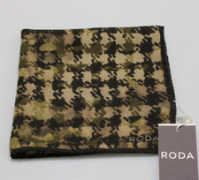Roda NWT Wool/Silk Blend Pocket Square In Green, Beige  Brown Camouflage
