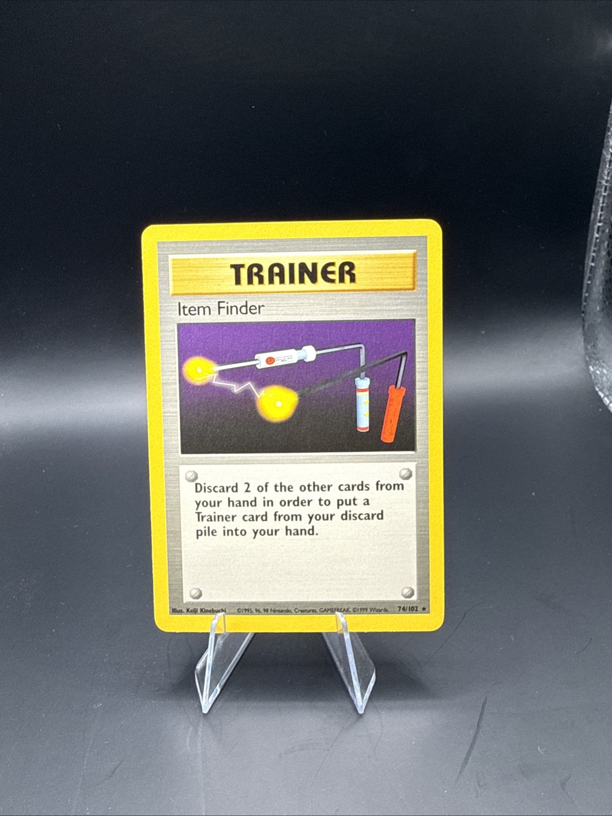 Item Finder 74/102 Rare Base Set Unlimited Pokemon Trainer card Near Mint