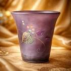 Rare Fenton Hand-Painted Art Glass Berry Confection Aubergine Vase