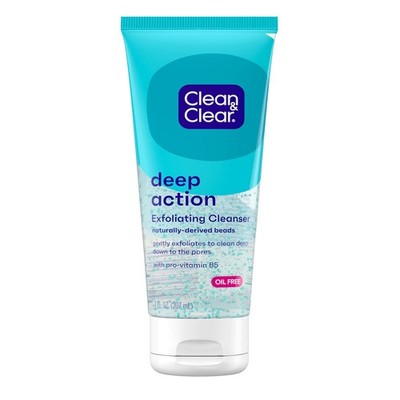 Clean & Clear Deep Action Exfoliating Facial Cleanser, Scrub & - 7 Fl Oz Tube