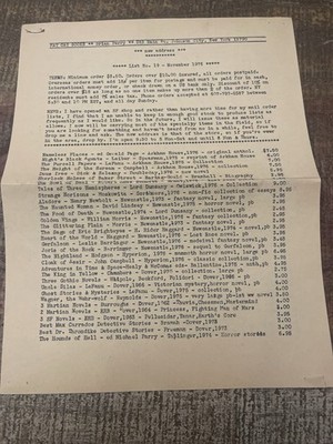 Fat Cat Books List No 19 Nov 1976 Sci-Fi Fantasy Book Catalog Ephemera