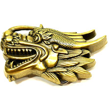 Vintage Retro Figural Oriental Asian Dragon Head High Relief Belt Buckle
