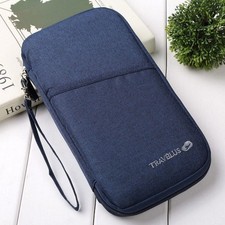 Passport Holder Wallet RFID Blocking Travel Document Organizer Clutch Bag --BLUE