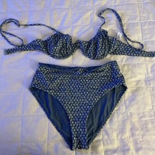 Vineyard Vines 2 Piece Bikini Blue White Floral Top Bottoms Medium