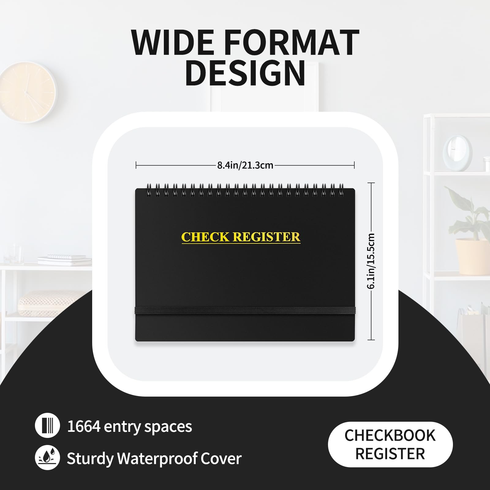 как выглядит Checkbook Register, Check Registers for Personal Medium 8.4" x 6.1" , Black фото
