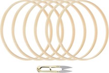7 Inch Bamboo Macrame Hoops - 6pcs Floral Craft Rings for DIY Decor