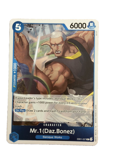 New: One Piece CCG Mr. 1 (Daz.Bonez) EB01-027 Extra Booster: Foil Rare