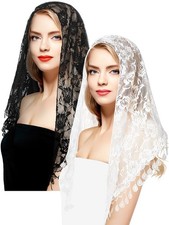 BOARDFEB 2 Pcs Mass Veil Triangle Mantilla Cathedral Head Covering Chapel Vei...