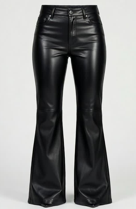 Women's High Waisted Premium Real Leather Wide Leg Vintage Pants