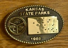 Kansas State Parks Solid Brass Belt Buckle  4 of 1000 Vintage 1985