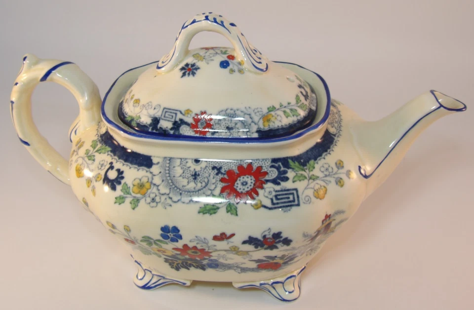 Coalport Kings Ware Canton Blue Edge 2 Pint Teapot c1920s VGAC - Image 4 of 4