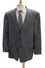 Hart Schaffner Marx Mens Two Button Blazer Jacket Gray Black Size 46 Regular