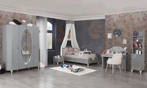 Komplett Jugendzimmer Kinderzimmer Bett Kleiderschrank Schreibtisch 5Tlg MöBel-image