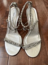 VTG Y2K Valerie Stevens Womens Bling Silver Evening Heels Size 7