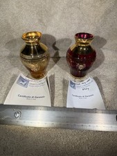 Dogi's Murano Vintage Art Glass Vase Pair with 24K Gold Leaf Trim