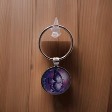 Pretty Butterfly Purple Pink Keychain Key Ring Purse Handbag Backpack Bag Charm