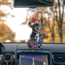 Personalized French Bulldog Christmas Ornament, Dog Christmas Lights Ornament