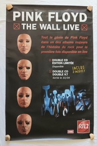 PINK FLOYD The Wall LIVE Original Subway Poster 36"x48" France Gilmore Waters 