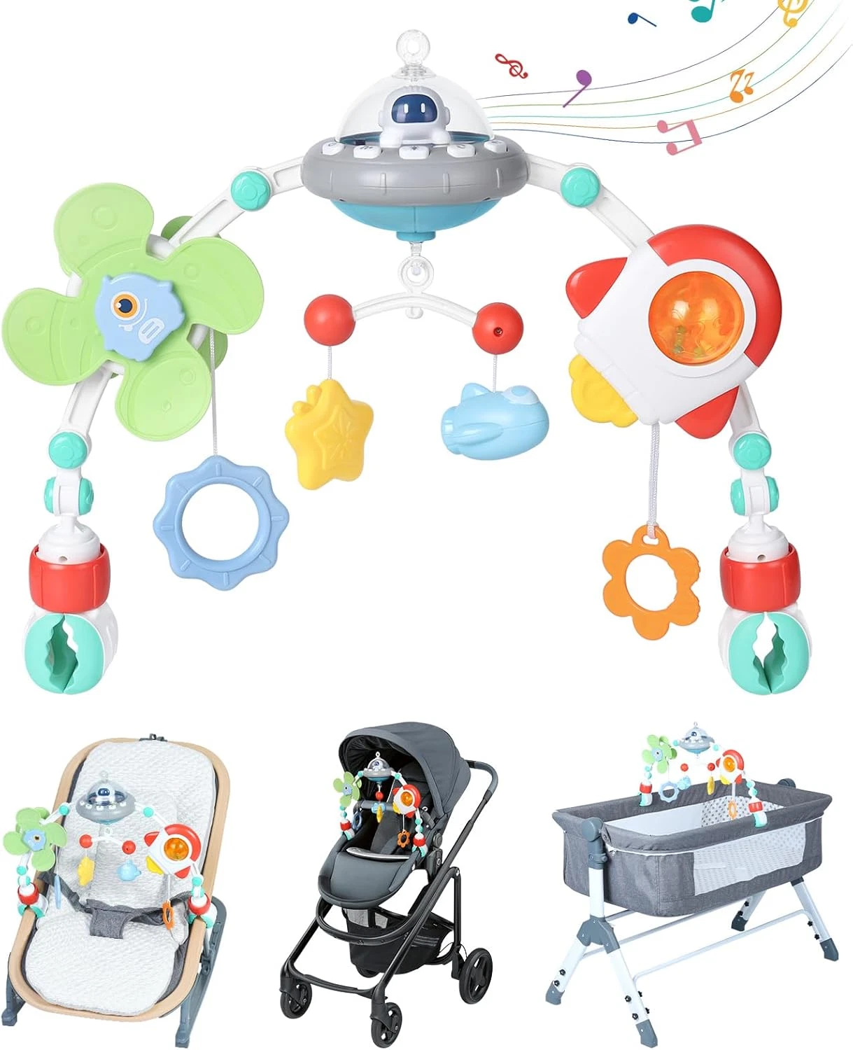 Stroller Arch Toy for Baby, Musical Carseat Toys Hanging with Teething, Baby Mob
Opens in a new wind