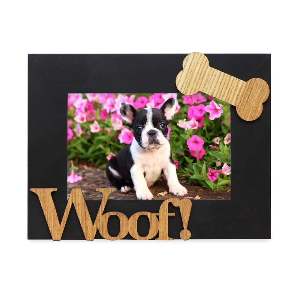 Black Wood Sentiments Dog “Woof!” Picture Frame, 4x6 inch, Photo Gift for Pet... - Image 2 of 4