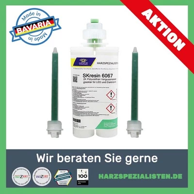 SET: 2K Elektro Vergussmasse glasklar für LED Eektronik - 200 ml mit Mischer TOP - Bild 1 von 4