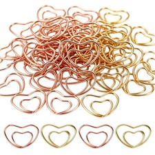 Heart Shaped Paper Clips, 50 Pack Metal Heart Paperclip in Gold Rose Gold, ...