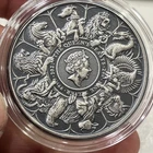 Antiqued COMPLETER 2021 UK Queen’s Beasts 2 oz Silver Coin With Box L