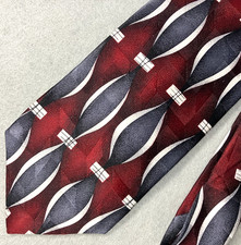 ZIGGURAT Men's Red & Blue USA Made Abstract Neck Tie Imp. 100% Silk 56"x4" #963