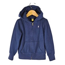 POLO RALPH LAUREN BLUE FULL ZIP HOODIE TODDLER SIZE 5 - COTTON BLEND
