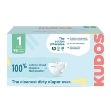 Kudos Chlorine Free Cotton-Lined Disposable Diapers - Size 1 - 76ct