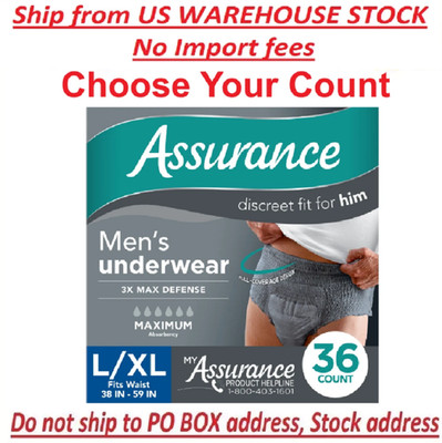 Assurance Men's Incontinence Underwear, L/XL, Maximum Absorbency