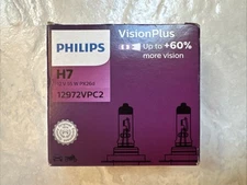 Phillips Vision Plus H7 12V 55W PX26d 12972VPC2 Pair (2 Bulbs) Up to 60% More