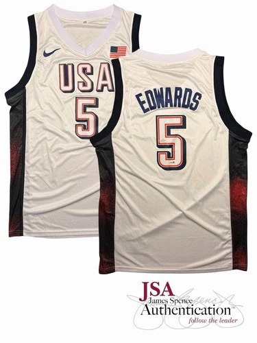 Anthony Edwards Signed 2024 Paris Olympics Team USA Jersey Auto ~ JSA COA