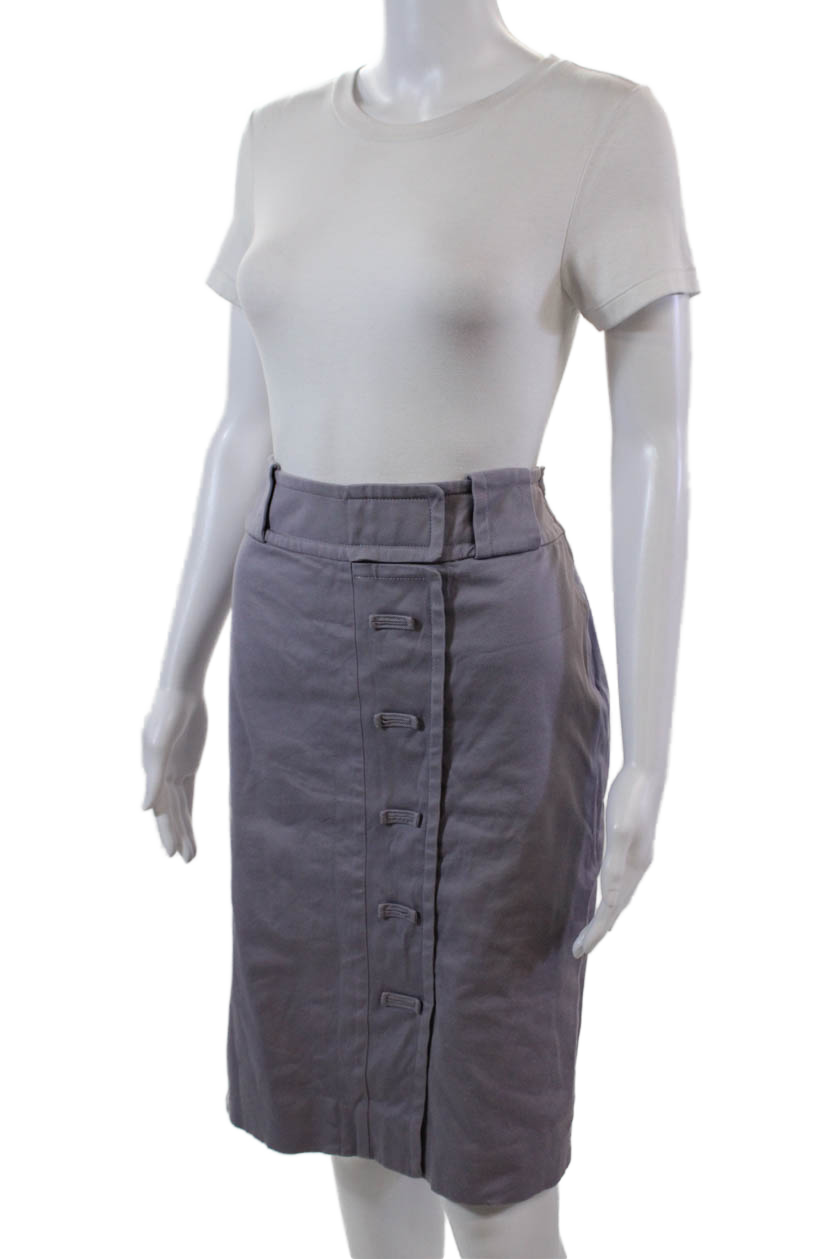 Gonna donna Yves Saint Laurent cotone lunghezza ginocchio foderata matita viola taglia 40