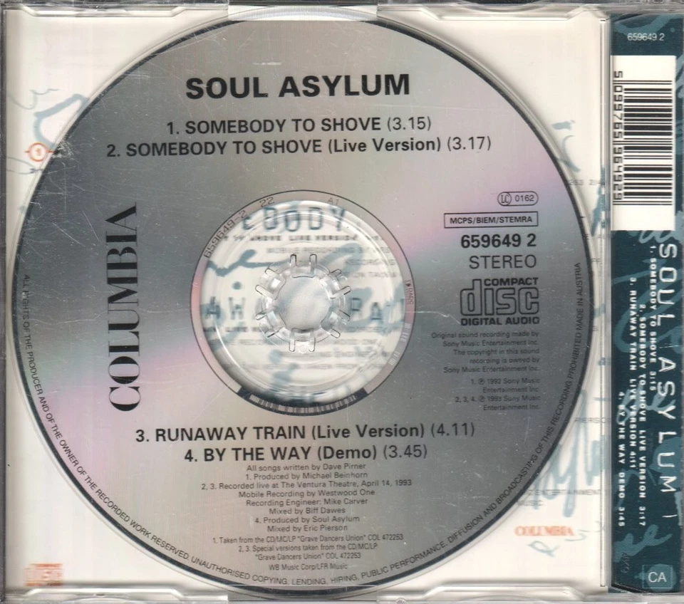 Soul Asylum Somebody To Shove CD Europa Columbia 1993 Single 6596492 - Bild 2 von 2