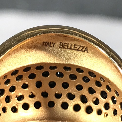 HSN Bellezza Pave schwarzer Spinell gerippt Kuppel polierte Bronze Cocktail Ring Größe 8 - Bild 9 von 12