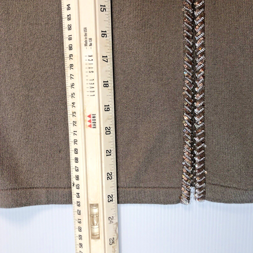Jaeger silk Cashmere Taupe Beaded Cardigan Taupe S/ M 36" Edge to Edge Unworn - Picture 6 of 9