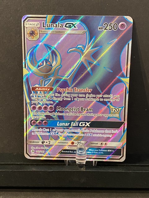 NM FULL ART Pokemon LUNALA GX Card SUN And MOON Base Set 141 149 SM