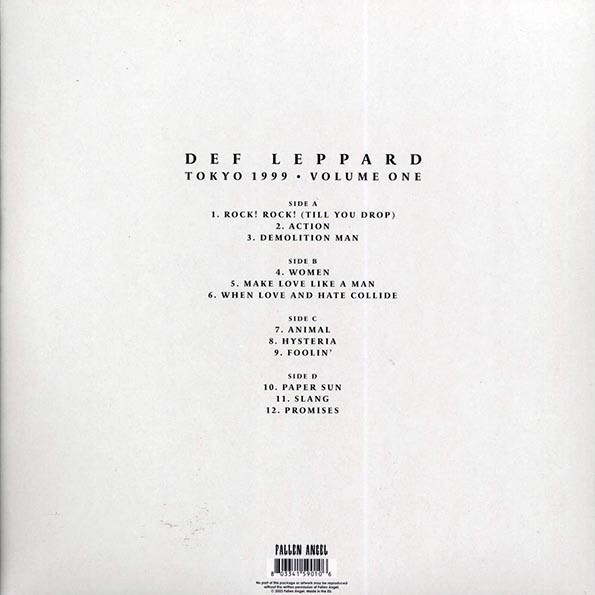 Def Leppard - Tokyo 1999 Vol 1 2LP Vinyl Gatefold Jacket Live FM