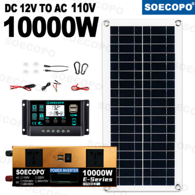 10000W Power Inverter Solar Generator With 200W Solar Panel Home Complete  Set | eBay