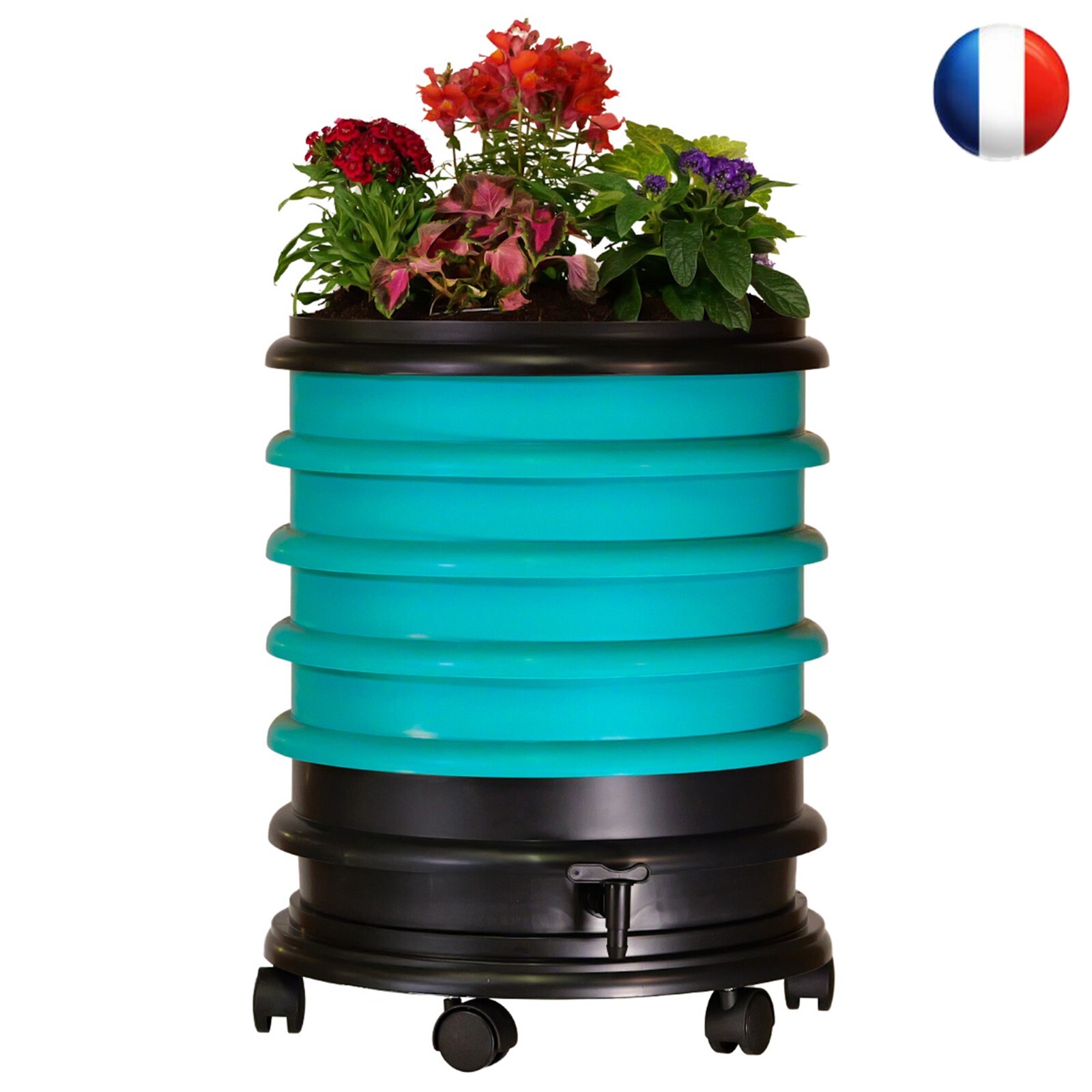 Lombricomposteur écologique WormBox turquoise avec bac de plantation 72L