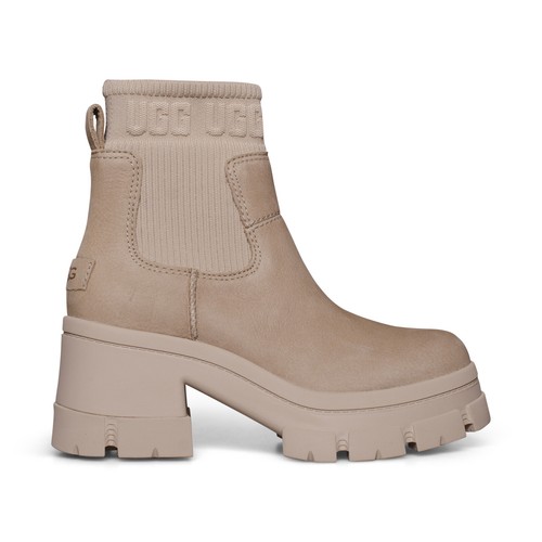 UGG BROOKLYN CHELSEA MUSTARD SEED LEATHER WATERPROOF WOMEN'S BOOTS SIZE US 7 NEW
